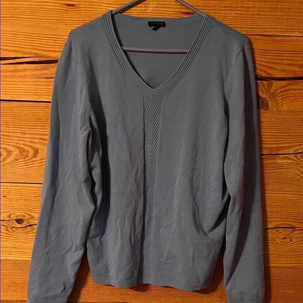 Talbots Women's Blue V-Neck Sweater
